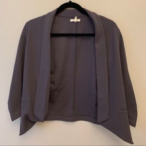 Grey 3/4 rouched sleeve cardigan